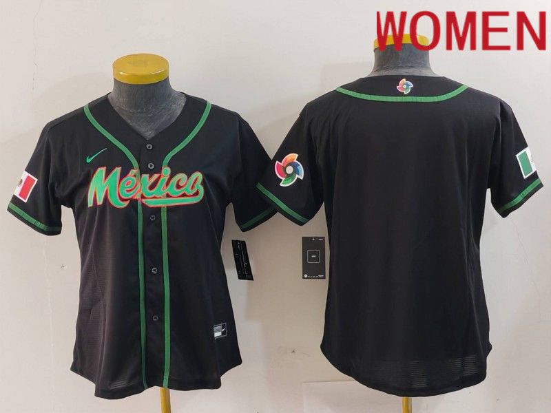 Women 2024 World Cub Mexico Blank Black Nike MLB Jersey style 5->san francisco giants->MLB Jersey